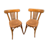 pair of bistro barter chairs vintage curved wood 1960
