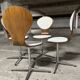 Suite de 4 chaises vintage bois cintré et palissandre. Allemagne, années 60