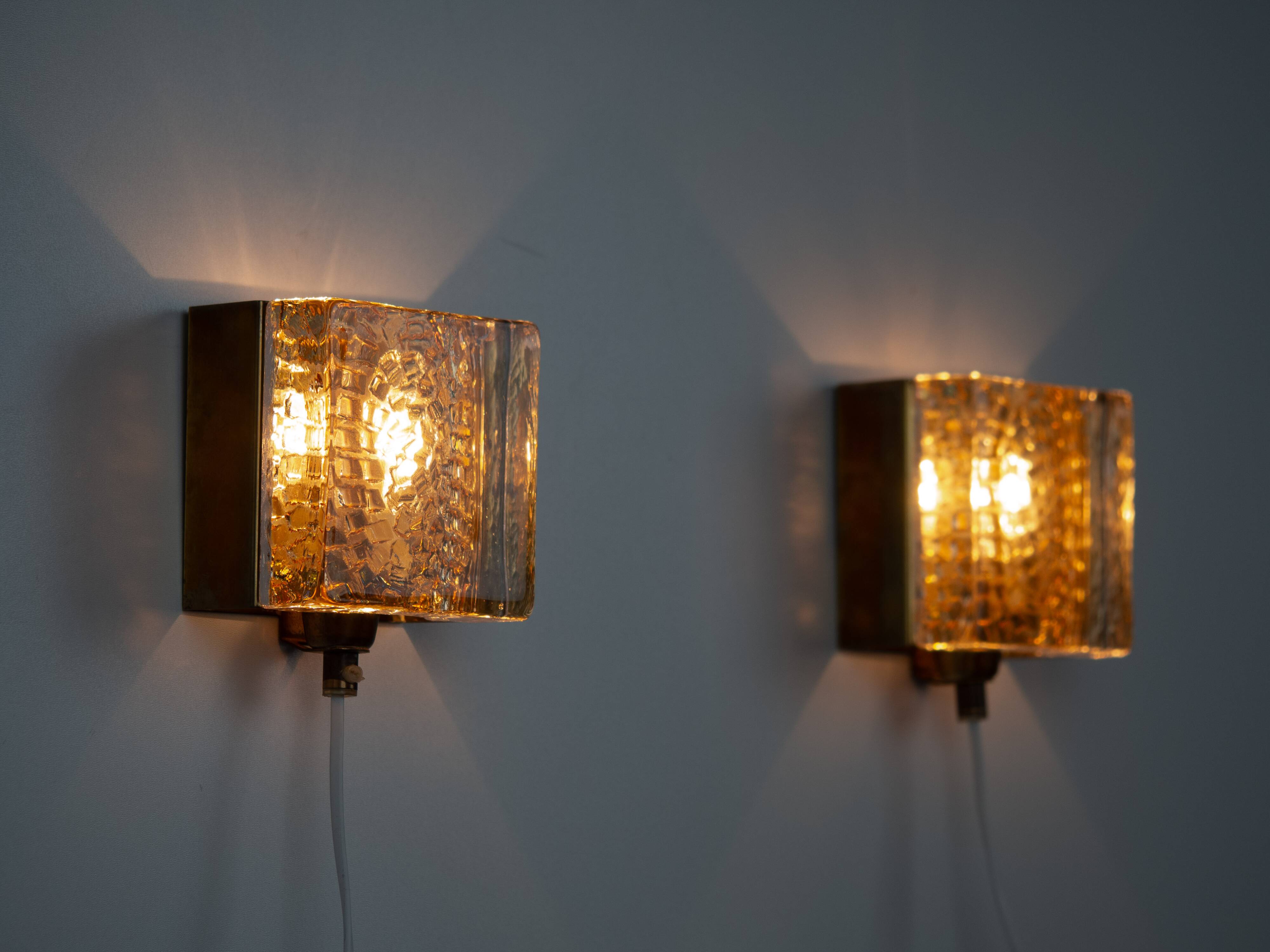 Pair of 2 Danish vintage Kalmar sconces by Vitrika, 1960s