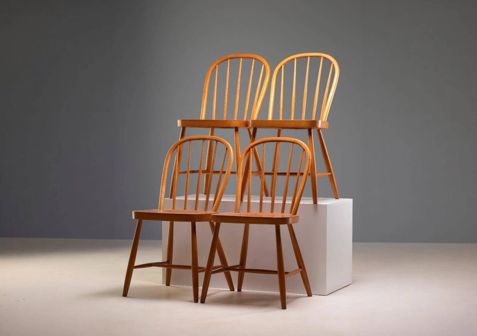 Set of four dining chairs, 1960s–70s