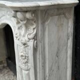 Louis XV Style Fireplace In Carrara Marble, Circa 1880