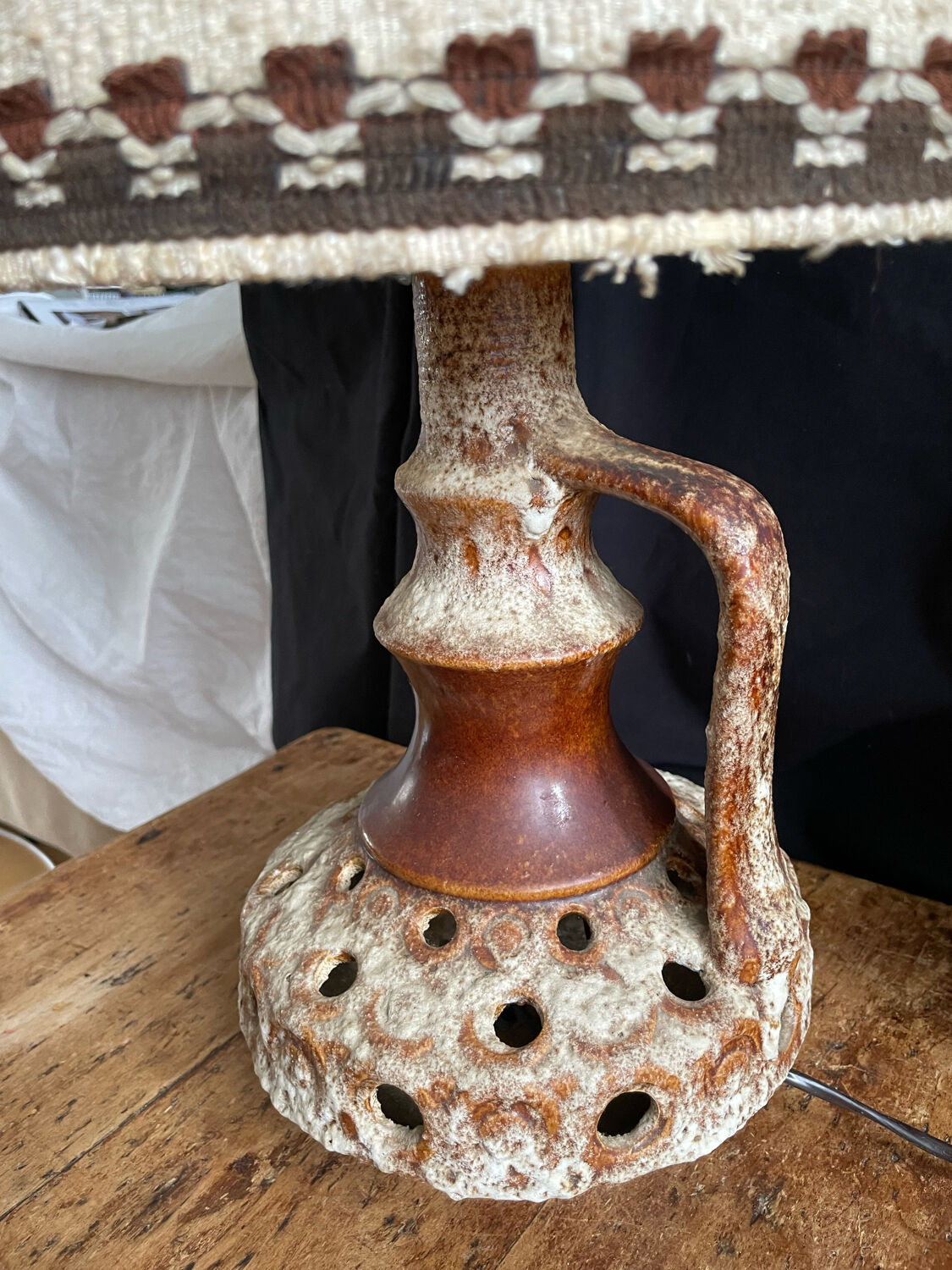 Vintage table lamp with original lampshade