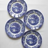 4 plates in vintage English earthenware Ironstone Broadhurst Staffordshire "The English Scene"