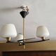 Arlus chandelier with 3 lights, opal glass and brass, 1950s.