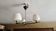 Arlus chandelier with 3 lights, opal glass and brass, 1950s.