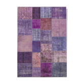 Handwoven anatolian contemporary 173 cm x 243 cm purple patchwork carpet