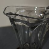 Vintage art deco crystal jug pitcher with silver feet
