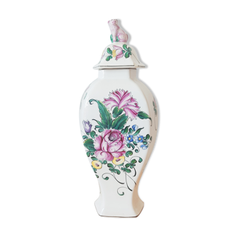 Vase décor fleurs peints à la main