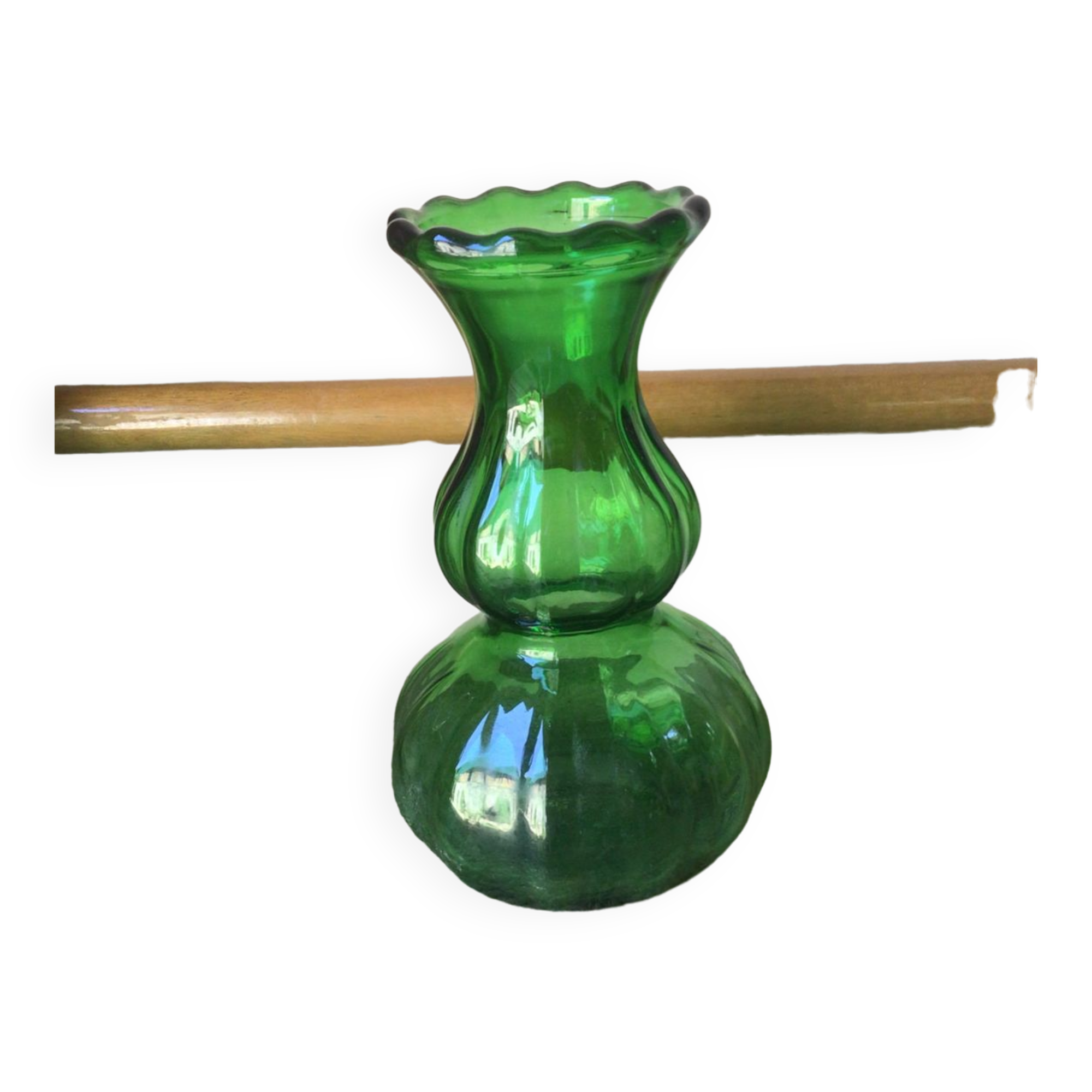 Green glass vase