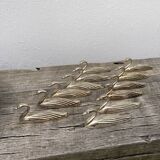 12 duck knife holders in silver metal