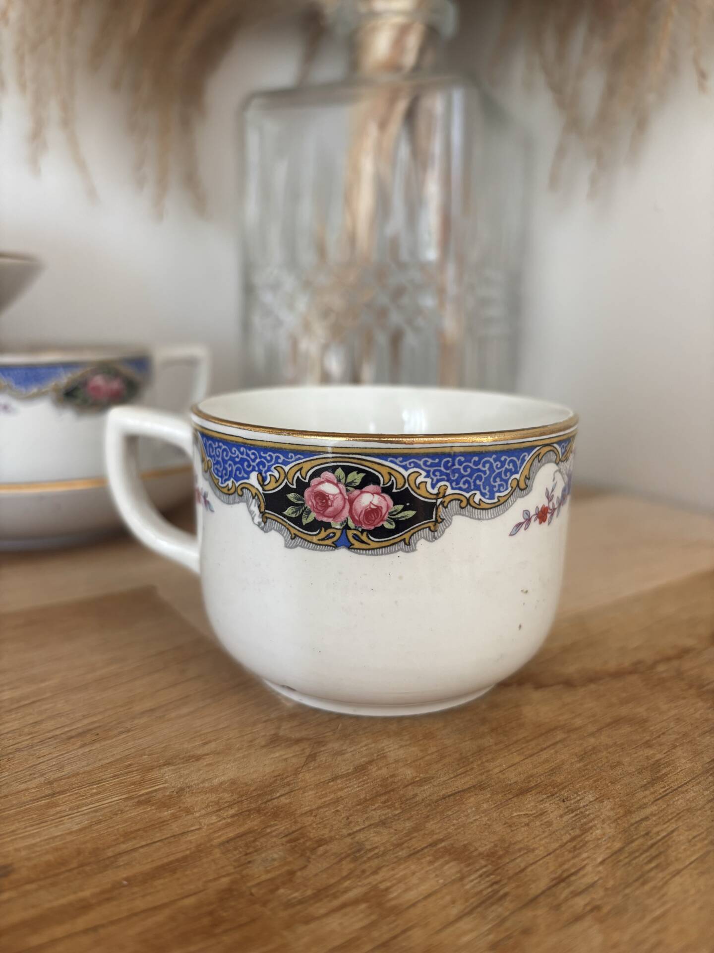 Set of 10 antique cups and saucers Digoin Sarreguemines