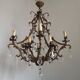 10 Light 5 Sided Bronze and Crystal Cage Chandelier