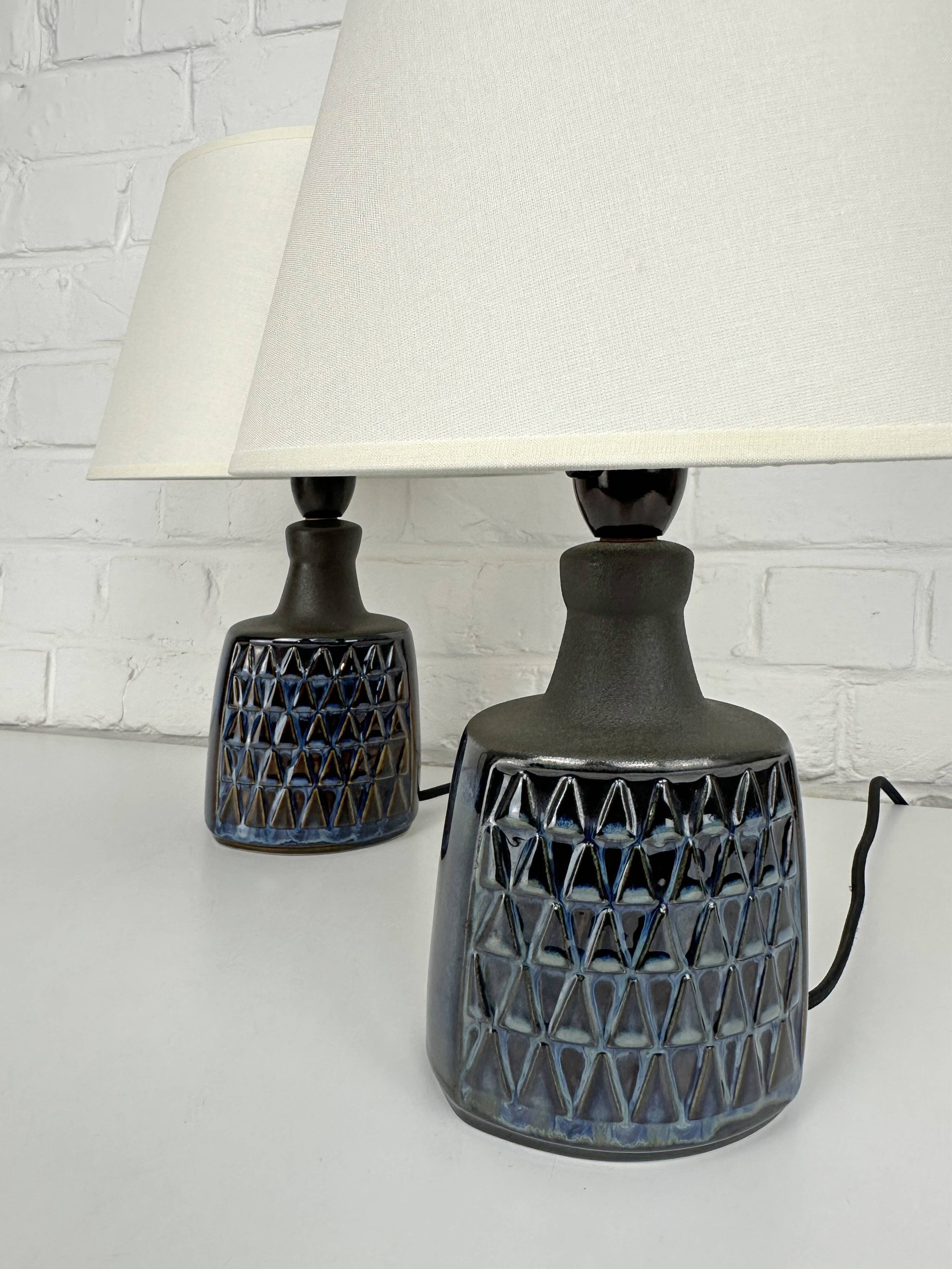 Paire de petites lampes en grès bleu Søholm par Einar Johansen Danemark