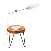 Vintage adjustable desk lamp in chrome and white metal – 1970s
