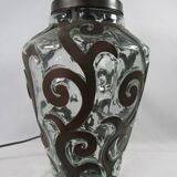 Lampe de salon, fer forgé et verre soufflé
