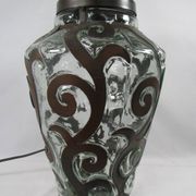 Lampe de salon, fer forgé et verre soufflé
