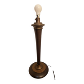 Pied de lampe vintage style scandinave en bois foncé et métal bronze