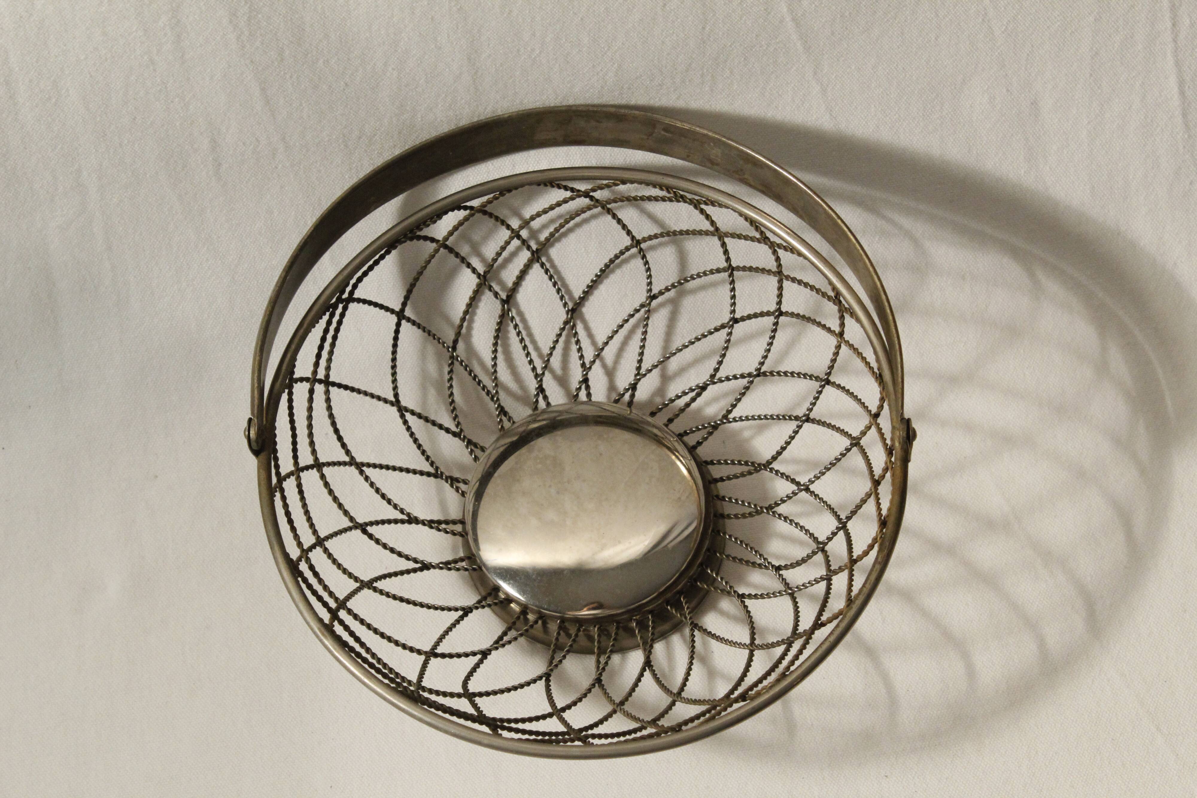 Vintage silver metal fruit basket