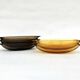 Set of 5 small oval eared dishes in amber and smoked tempered glass