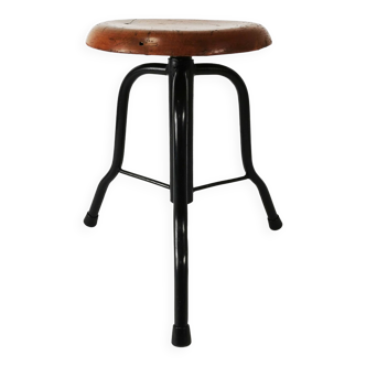 Tabouret industriel Bauhaus, pivotant, Pologne, années 1970.