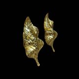 Large Pair of Murano Gilded Glass Leaf Wall Lights - Italy Circa 1980 H 67 cm