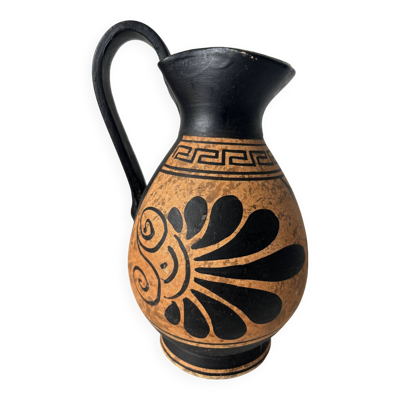 Vase / Pichet style amphore en poterie ancienne – Décor grec antique