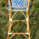 Bar stool with back rattan blue vintage 1970-80