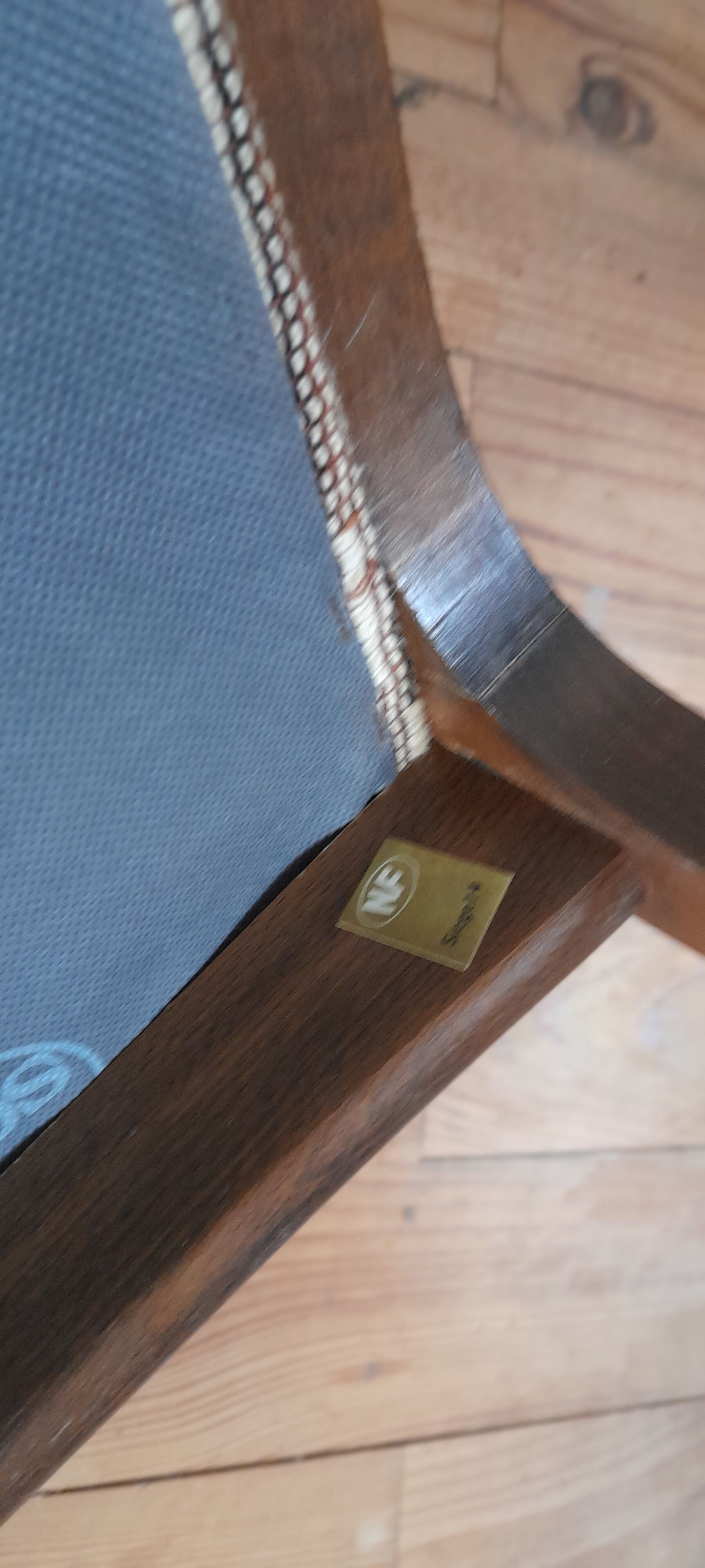 Sled chair by Self - NF14, solid wood and wool fabric, vintage 1960's