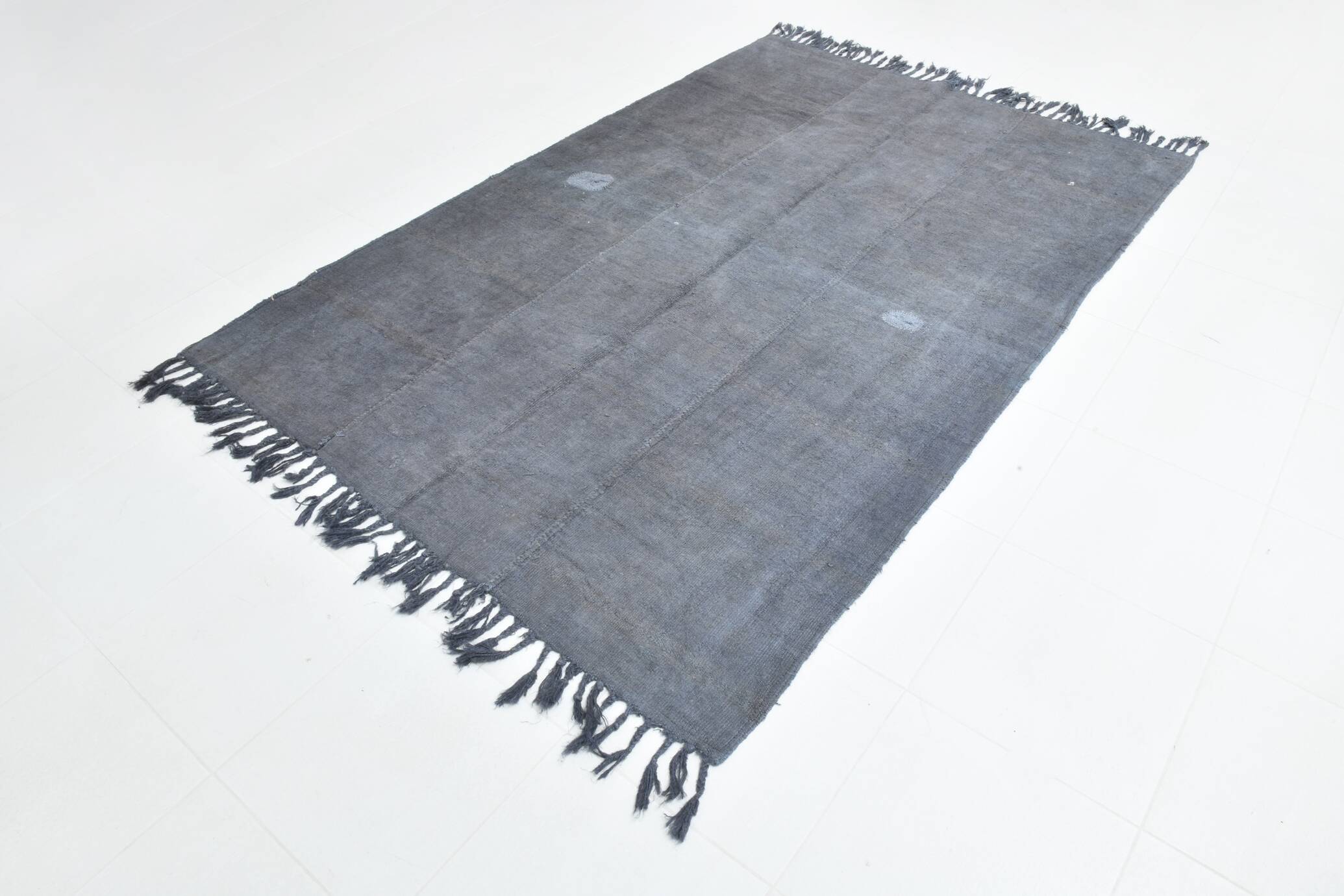 Shades of gray & silver vintage kilim rug
