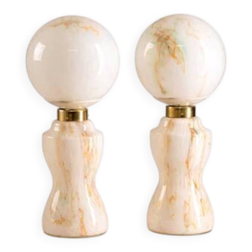 Paire de lampes de table en verre, années 1970-80