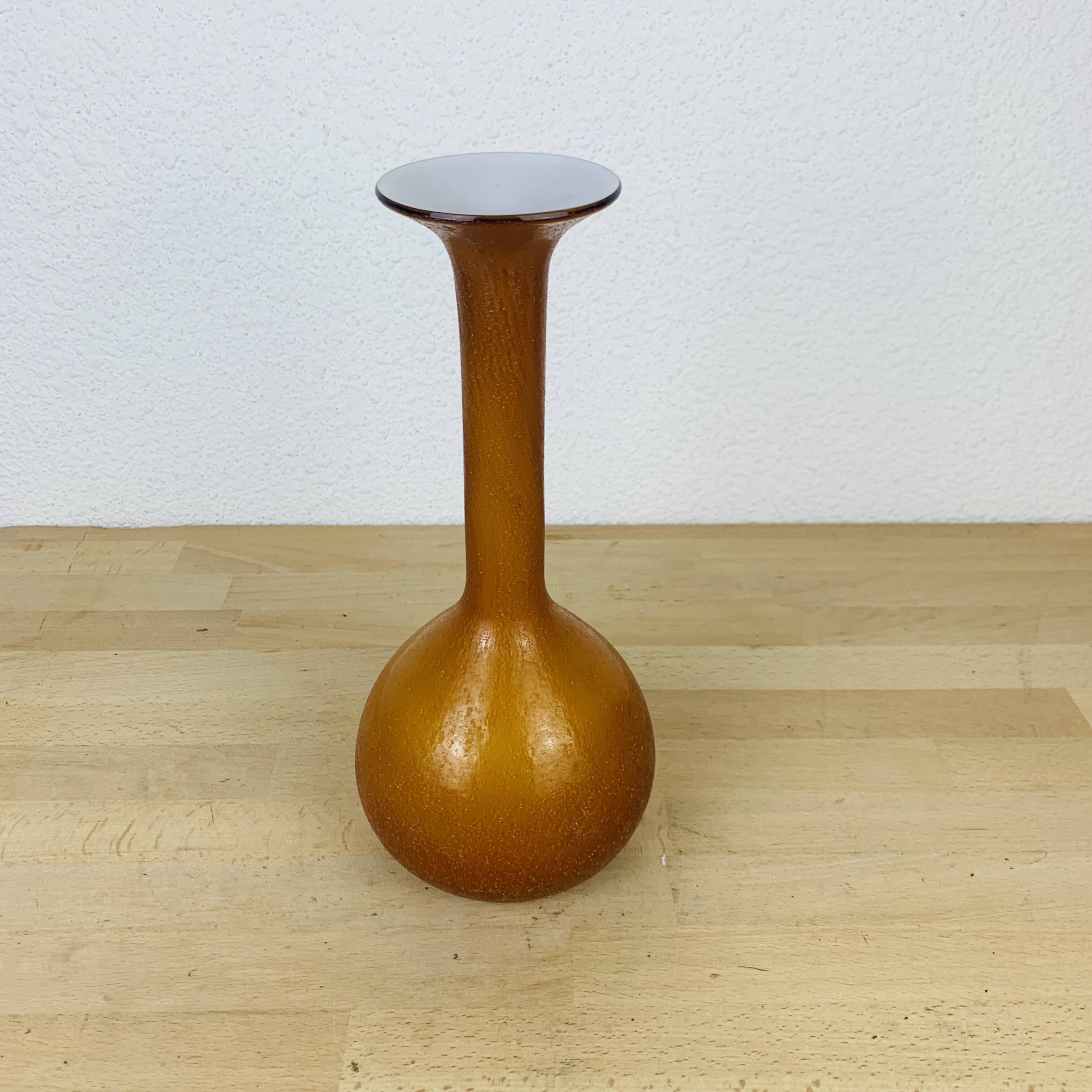 Vintage vase 70s caramel orange glass