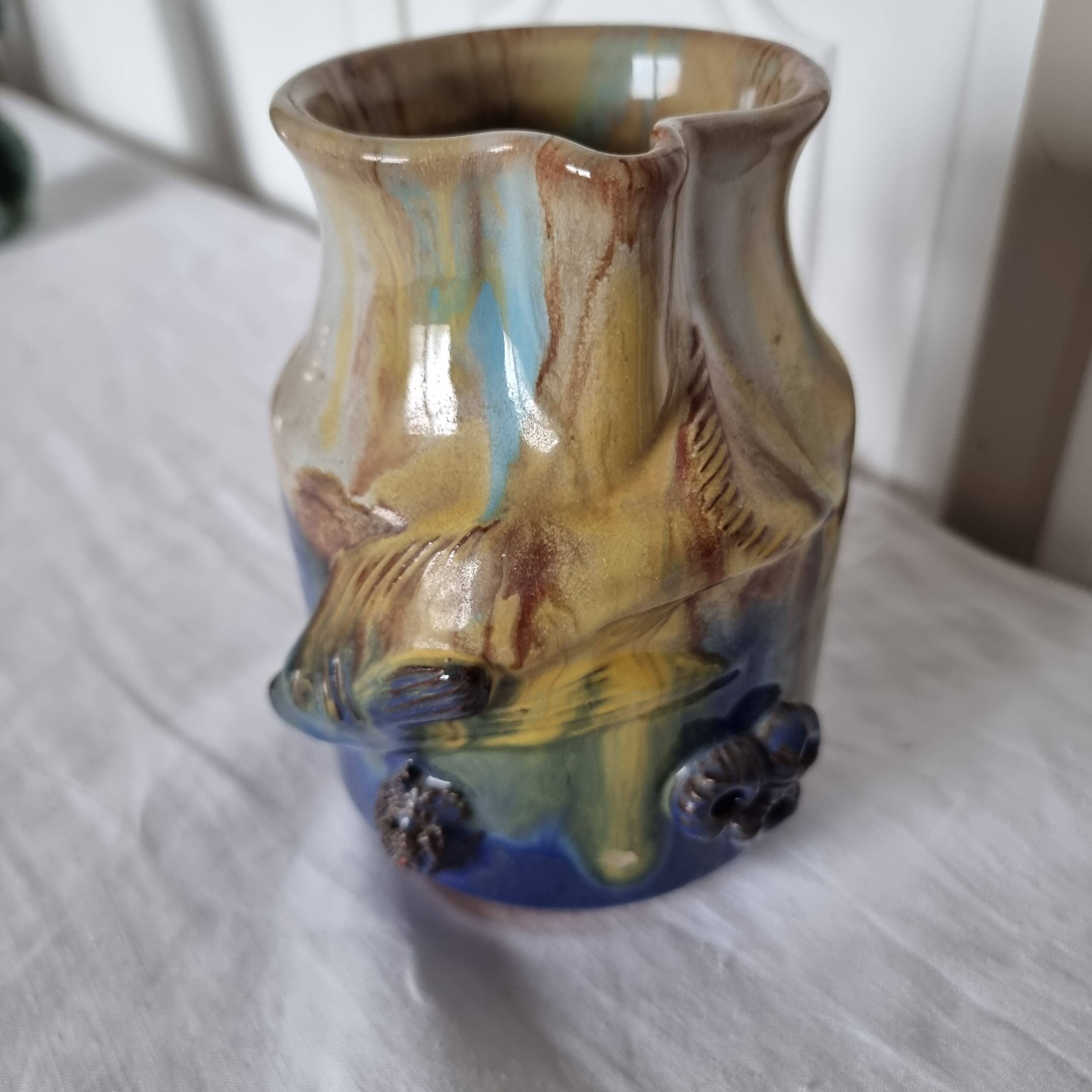 Rare Antique Ceramic or Glass Pitcher Imitation Remueed Gumnut & Gum