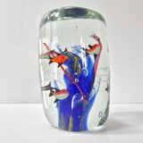 VINTAGE 1980 SULFUR PAPERWEIGHT AQUARIUM IN MURANO GLASS SIGNED RENE 8