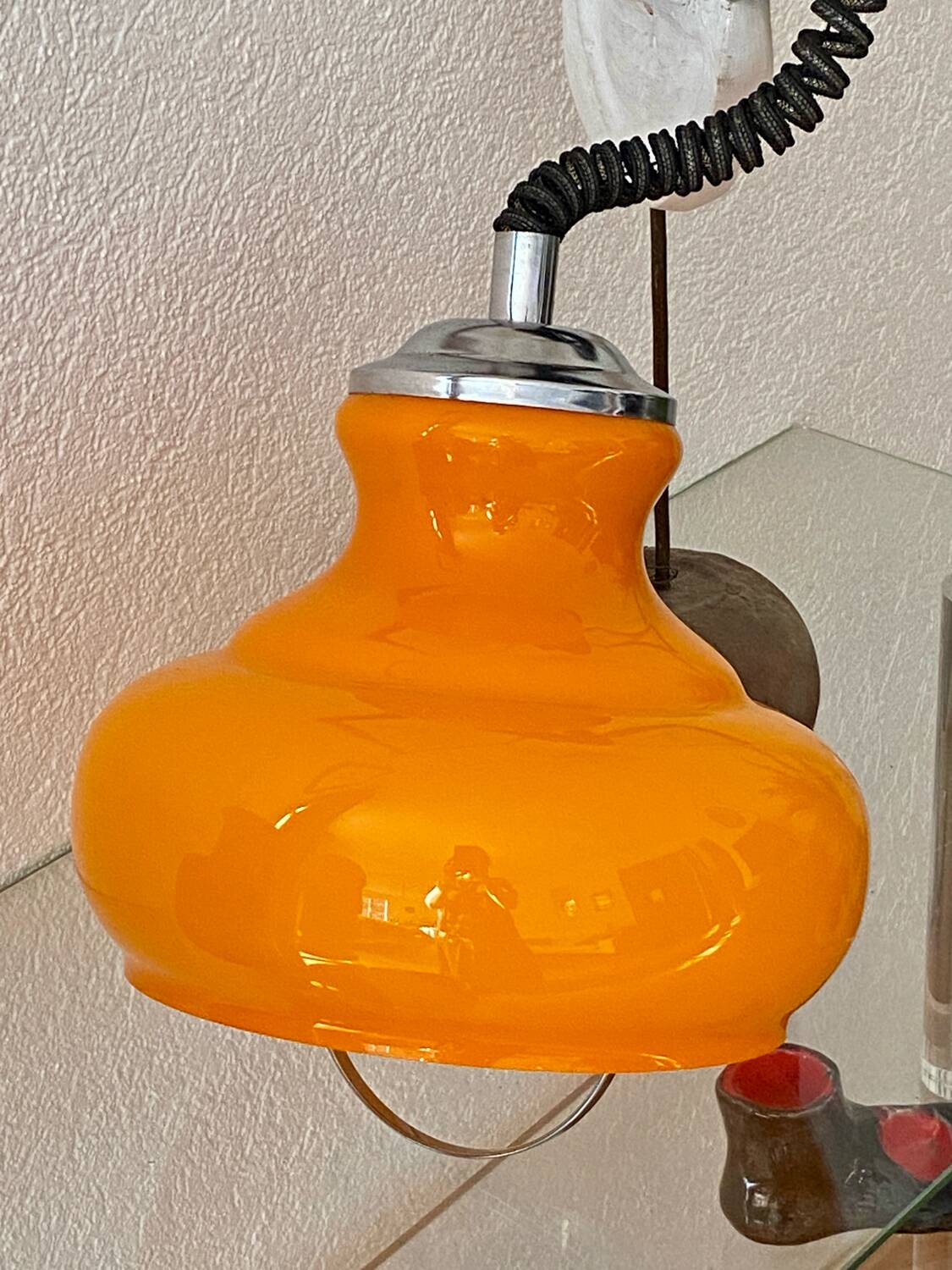 Vintage orange opaline pendant light