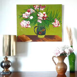 Oil on canvas still life with flowers