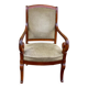 Louis Philippe regency office chair in solid wood and beige velvet
