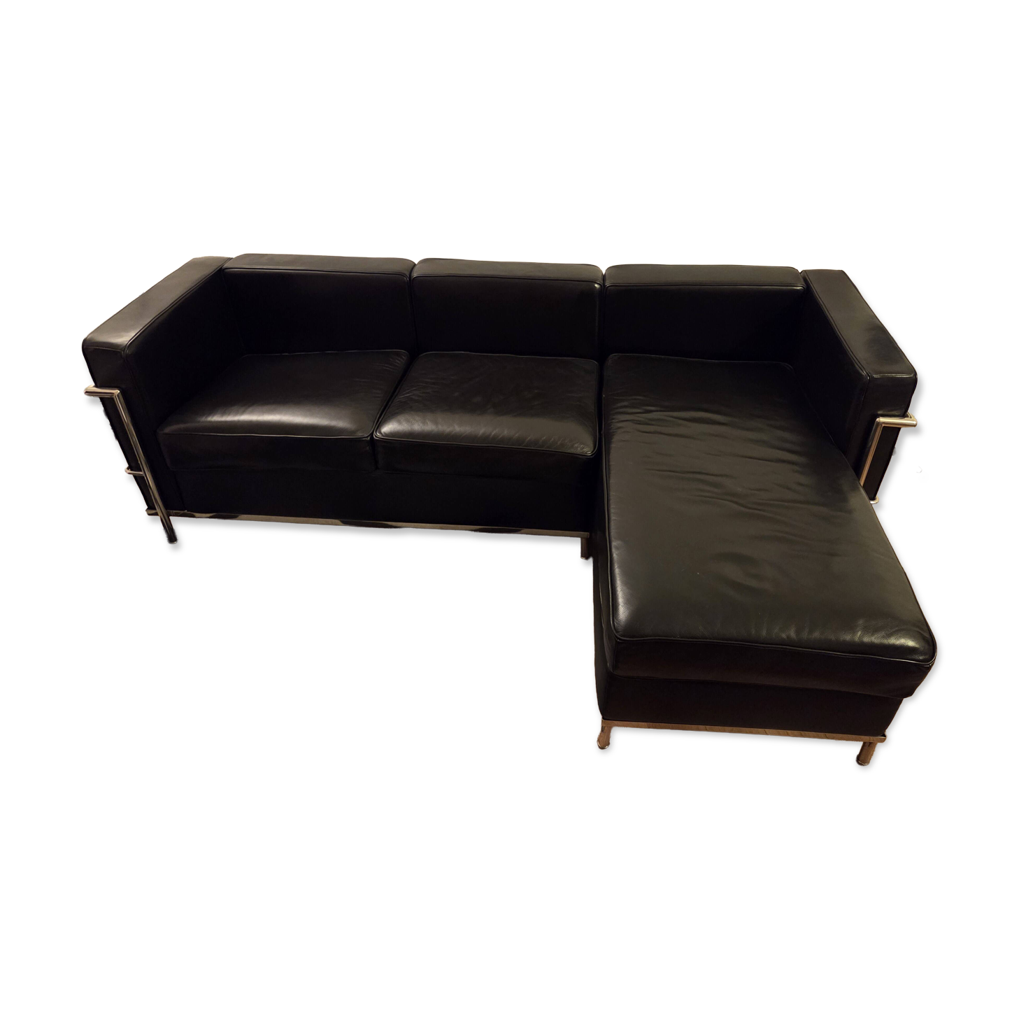 LC2 corner sofa Le Corbusier - Black Italian Leather
