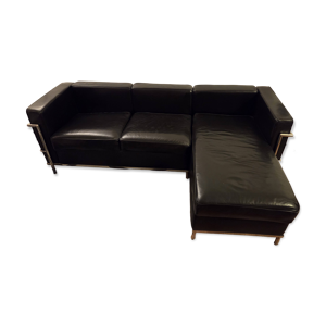 LC2 canapé d'angle Le Corbusier - Noir Cuir Italien