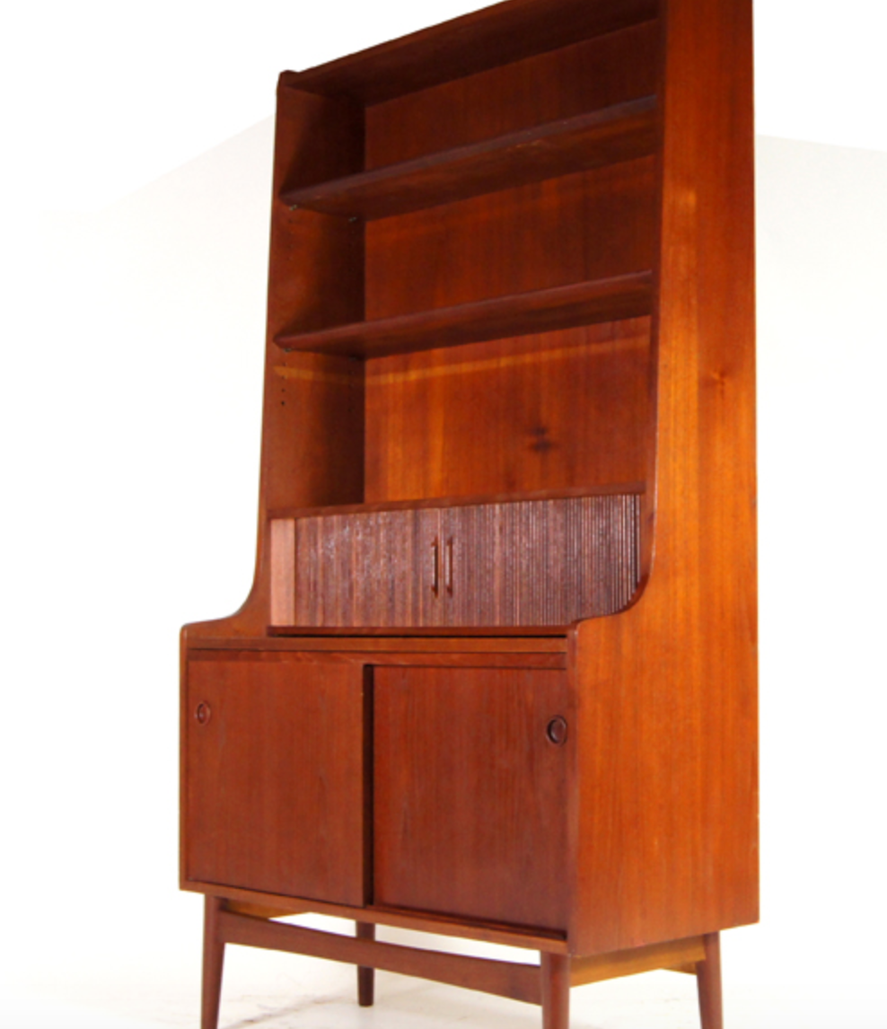 Vintage Danish retro office desk in 60s teak