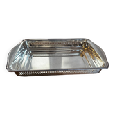 Plat de service Metal argenté et Pyrex - 39/23 cm - années 70