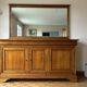 Louis Philippe solid cherry wood buffet with 3 doors, 3 drawers + its mirror.