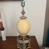 Silver-plated metal and ostrich egg lamp base, late 20th century