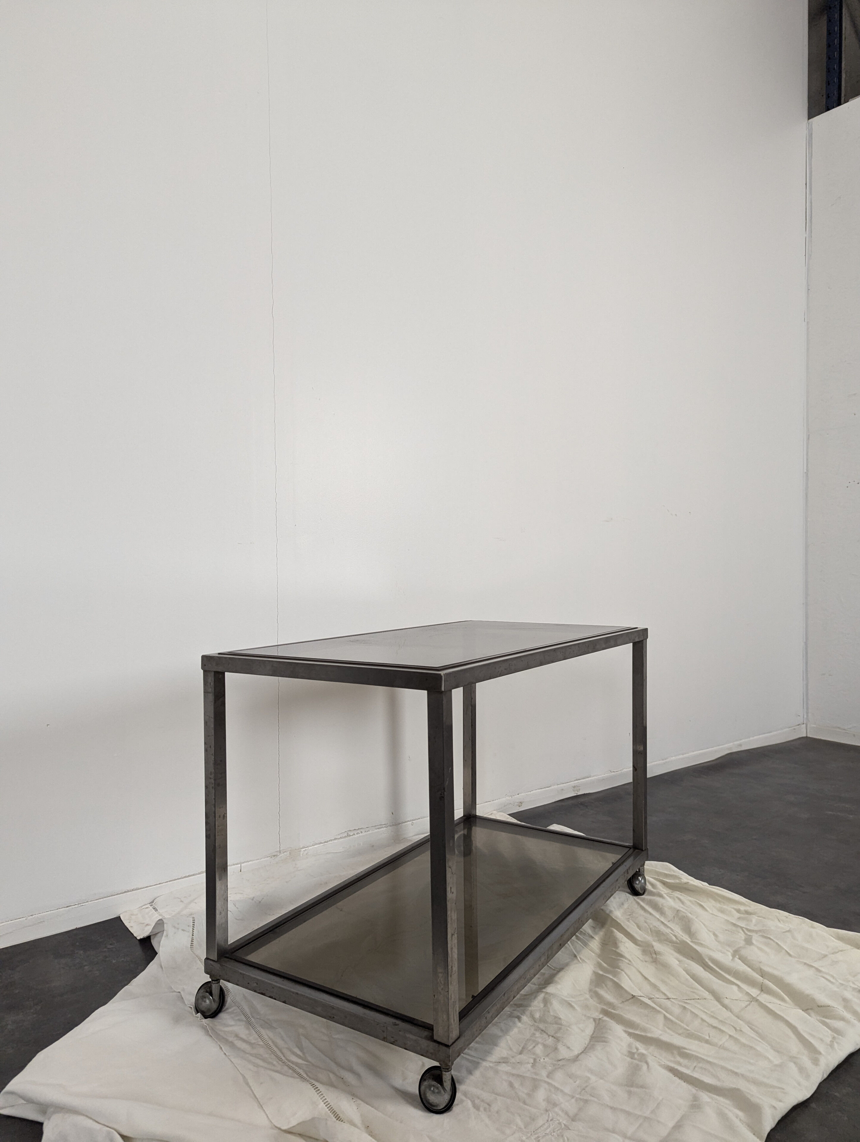 Space Age chrome and smoked glass serving trolley