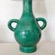 Large green enamelled ceramic lamp from 1950s
