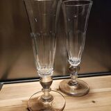 2 flûtes à champagne à pans coupés, fin 19è