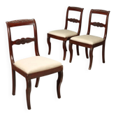 Antique Charles X chairs in mahogany and fabric, France, 19th century