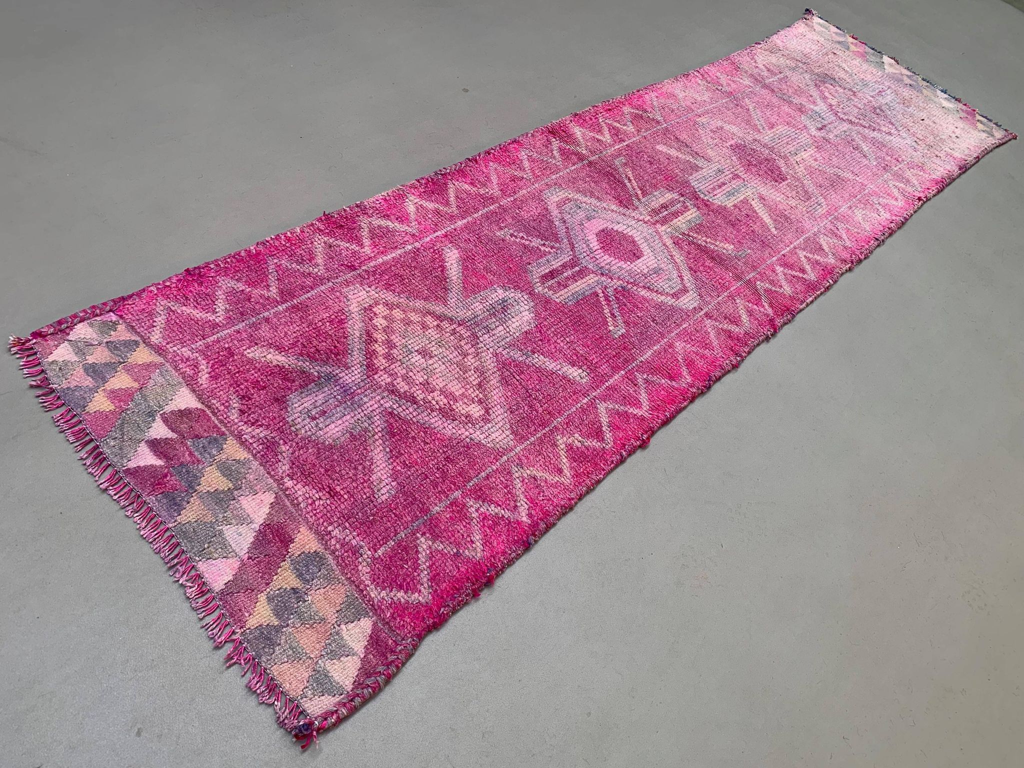 Vintage Turkish  Tribal Runner 318x90 cm veg dye wool rug tribal, handmade