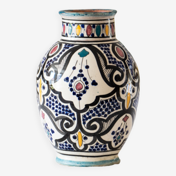 Large Safi vase in polychrome glazed terracotta