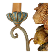 Pair of polychrome wood wall lamps - period : art nouveau - circa 1900