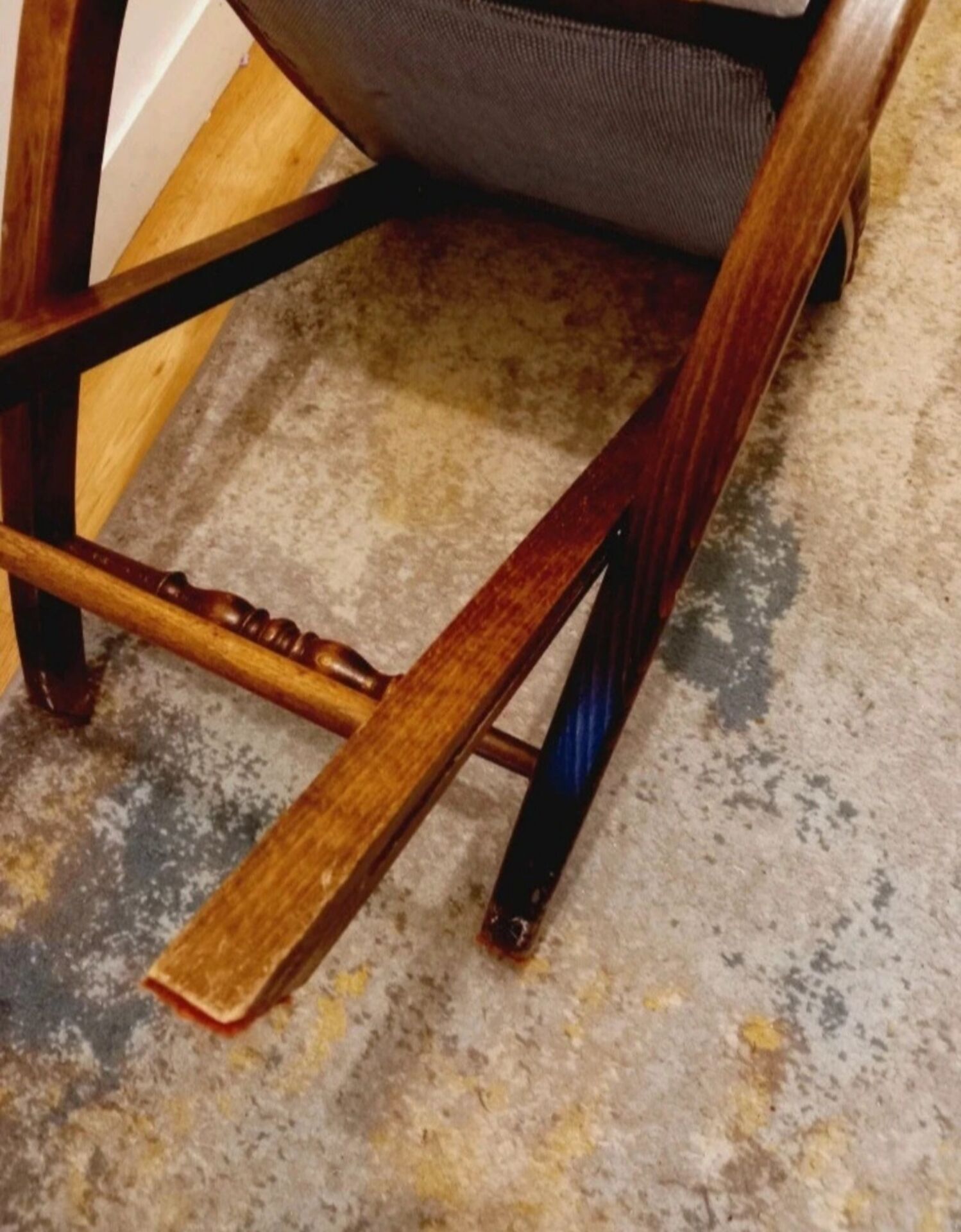 English folding chair - Vintage in wood and leather